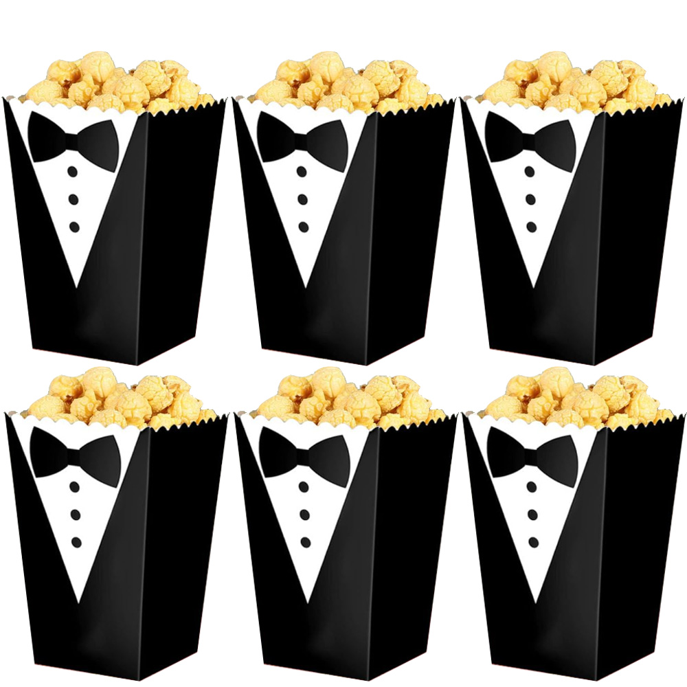 Food Snacks For 1 Year Old - 6-42Pcs Baby Tuxedo Popcorn Boxes Black