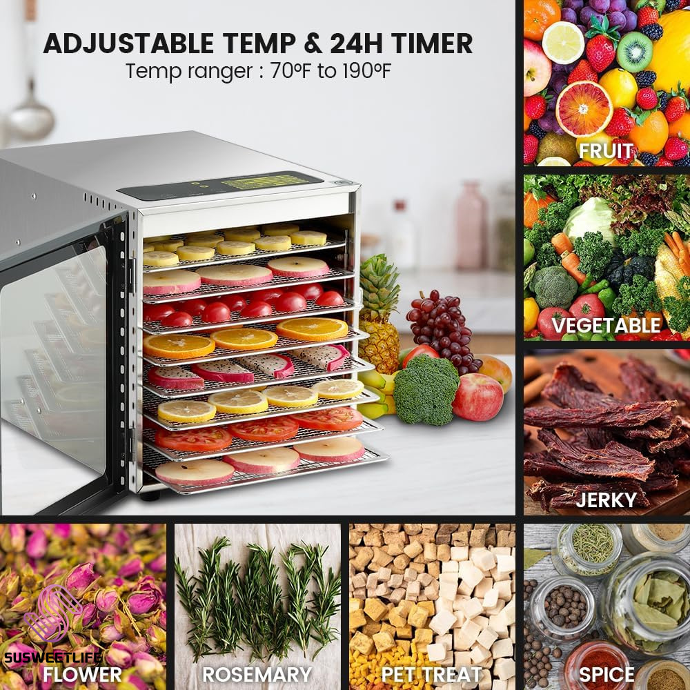 Large Capacity 8-Tray Food Deh - огляд і ціна Food Snacks Healthy